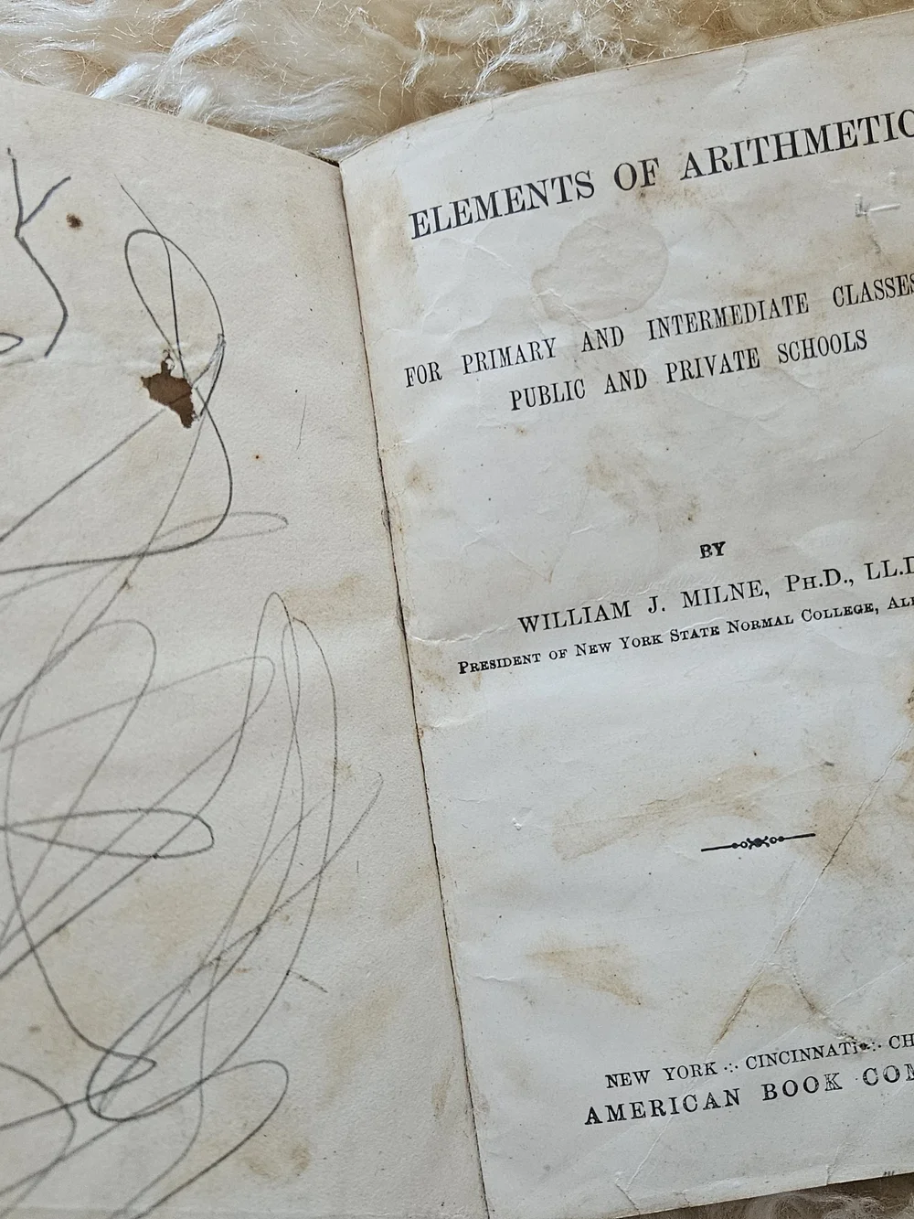 Vintage 1893 Elements of Arithmetic by Milne Hardcover Book Collectible Math